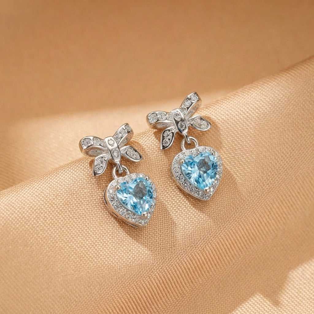 Boucles d'oreilles Topaze – Nœud d'Amour, Argent