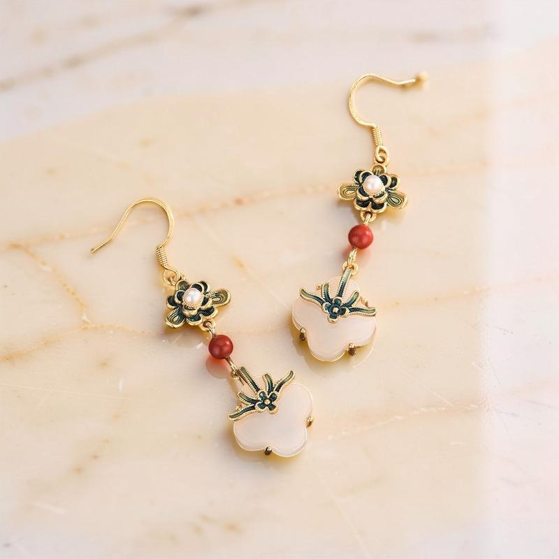 Boucles d'Oreilles Trèfle en Jade – Chance