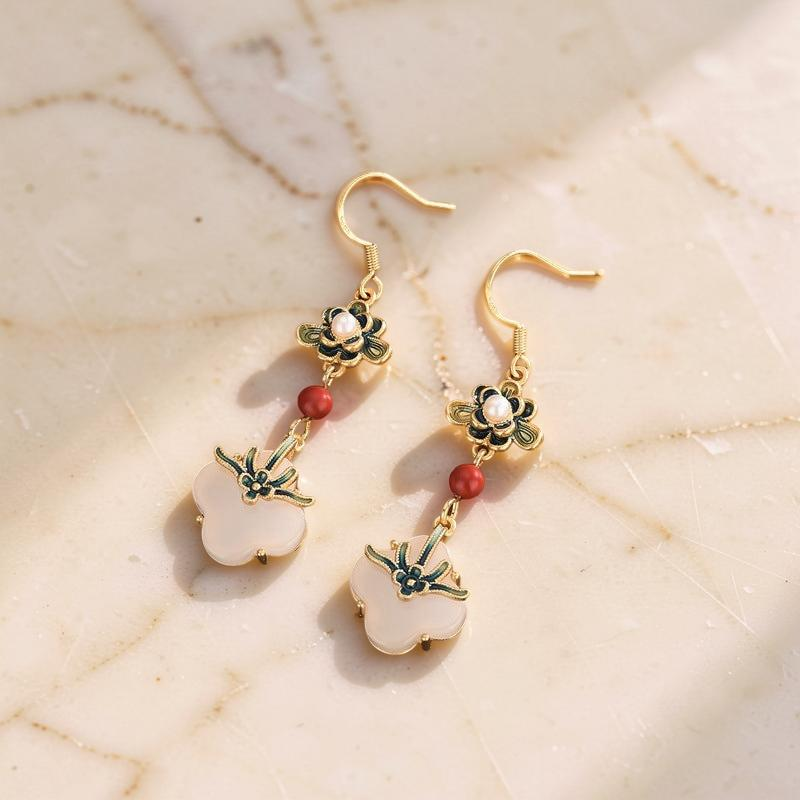 Boucles d'Oreilles Trèfle en Jade – Chance
