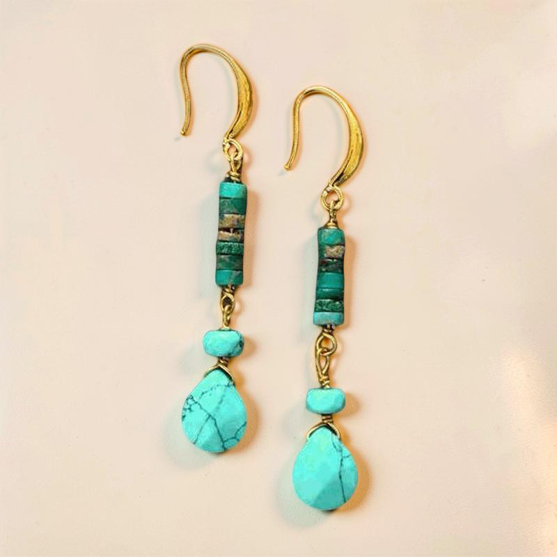 Boucles d'Oreilles Turquoise – Cylindre