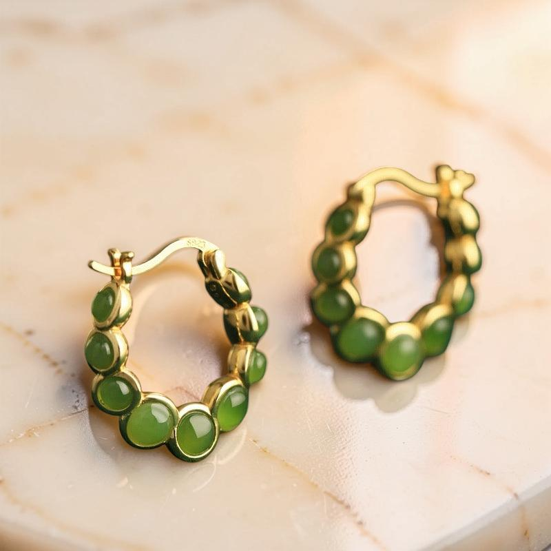 Boucles d'Oreilles Jade – Danse Verdoyante, Argent