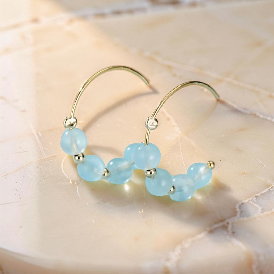 Boucles d’Oreilles Aigue Marine – Perles de Brume