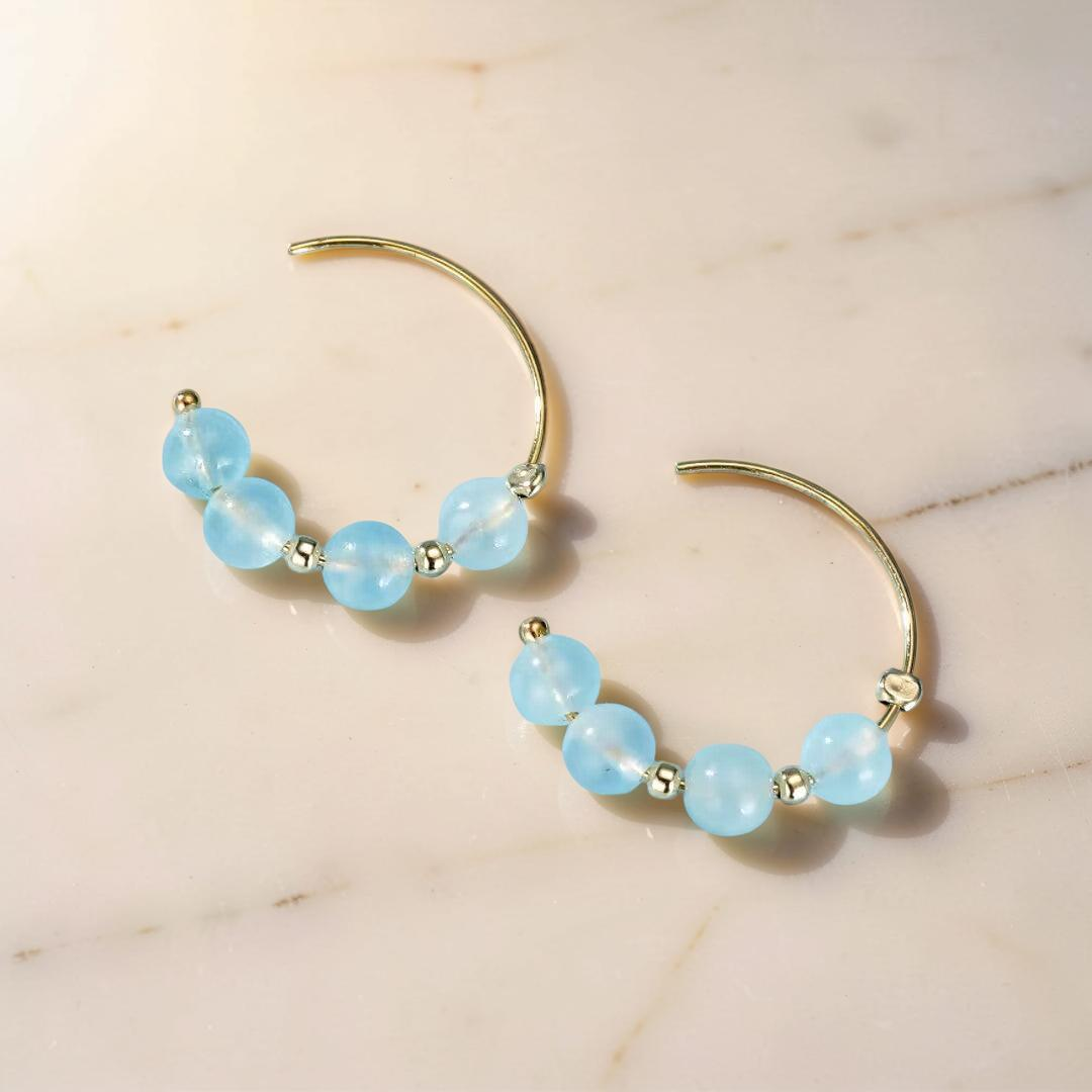 Boucles d’Oreilles Aigue Marine – Perles de Brume