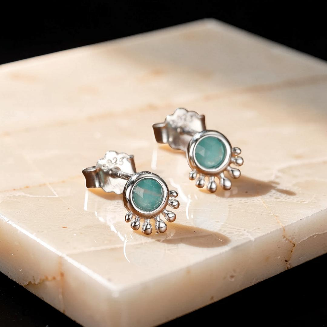 Boucles d'Oreilles Amazonite – Brise d'Océan, Argent