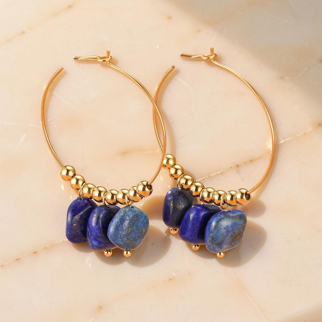 Boucles d’Oreilles Amazonite/Lapis Lazuli – Éclat Minéral