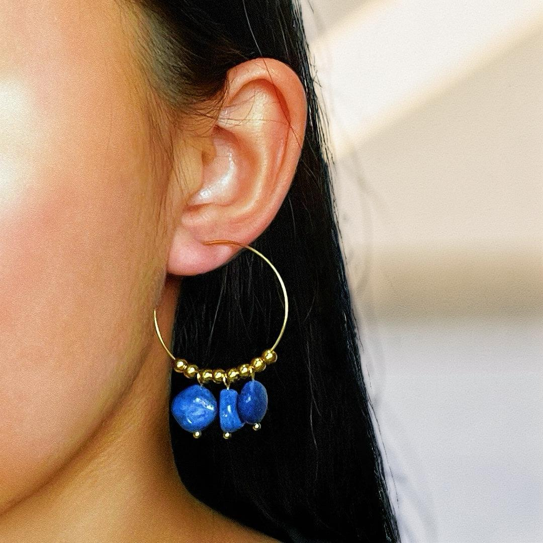 Boucles d’Oreilles Amazonite/Lapis Lazuli – Éclat Minéral