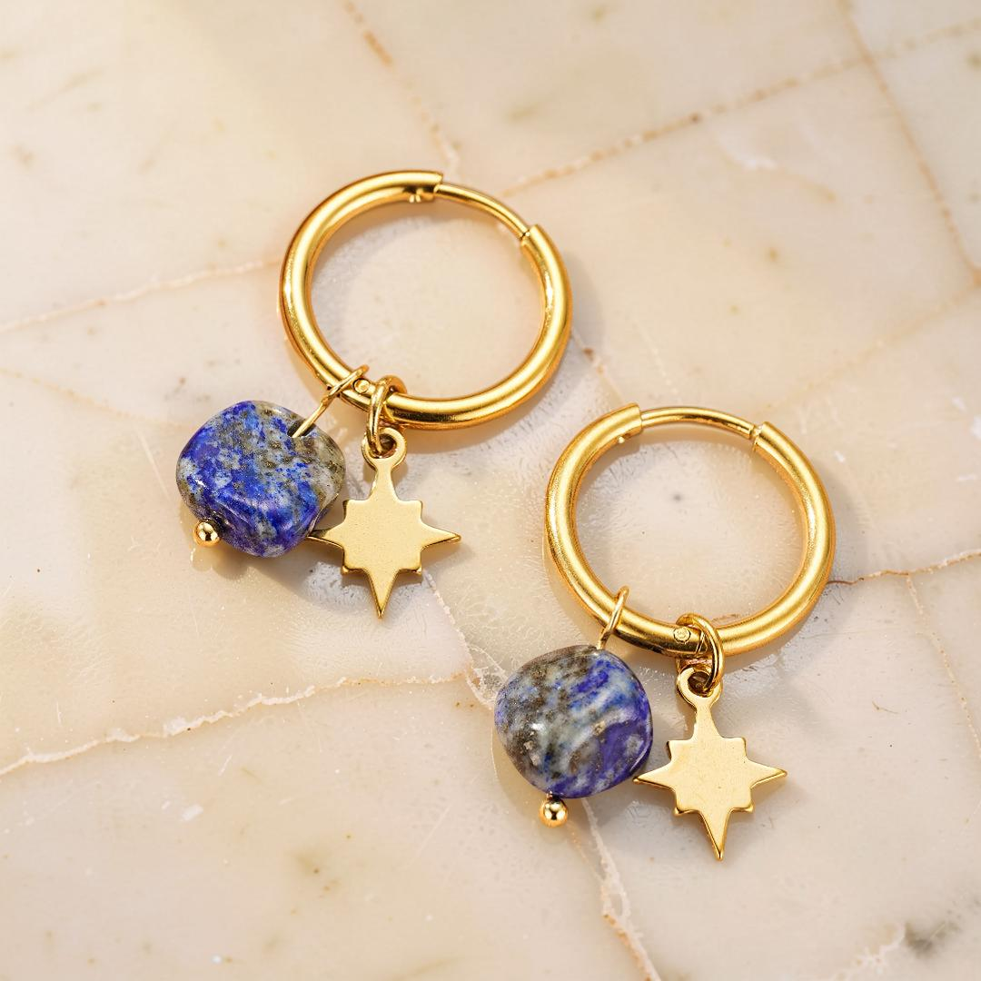 Boucles d’Oreilles Amazonite/Lapis Lazuli – Étoile Céleste