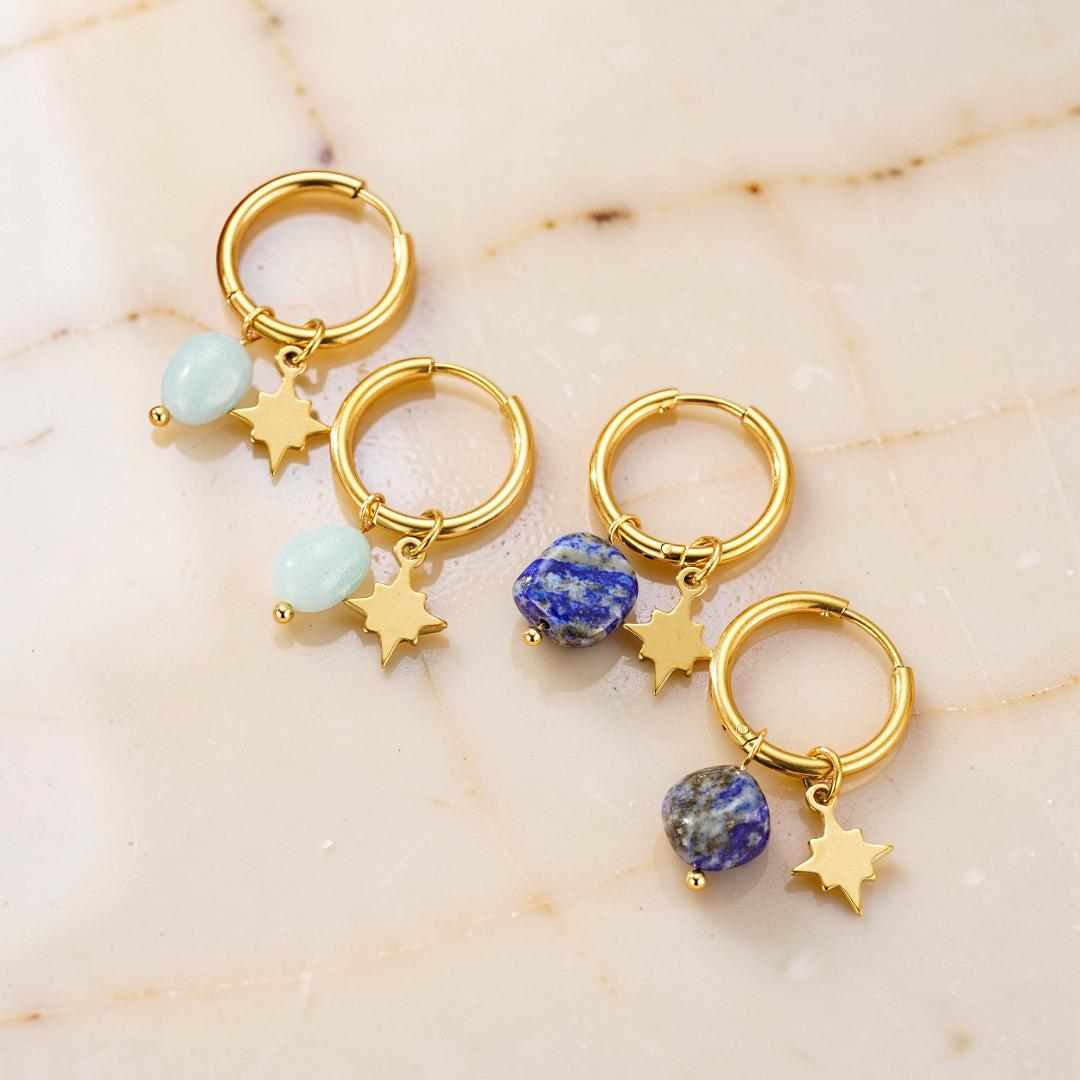 Boucles d’Oreilles Amazonite/Lapis Lazuli – Étoile Céleste