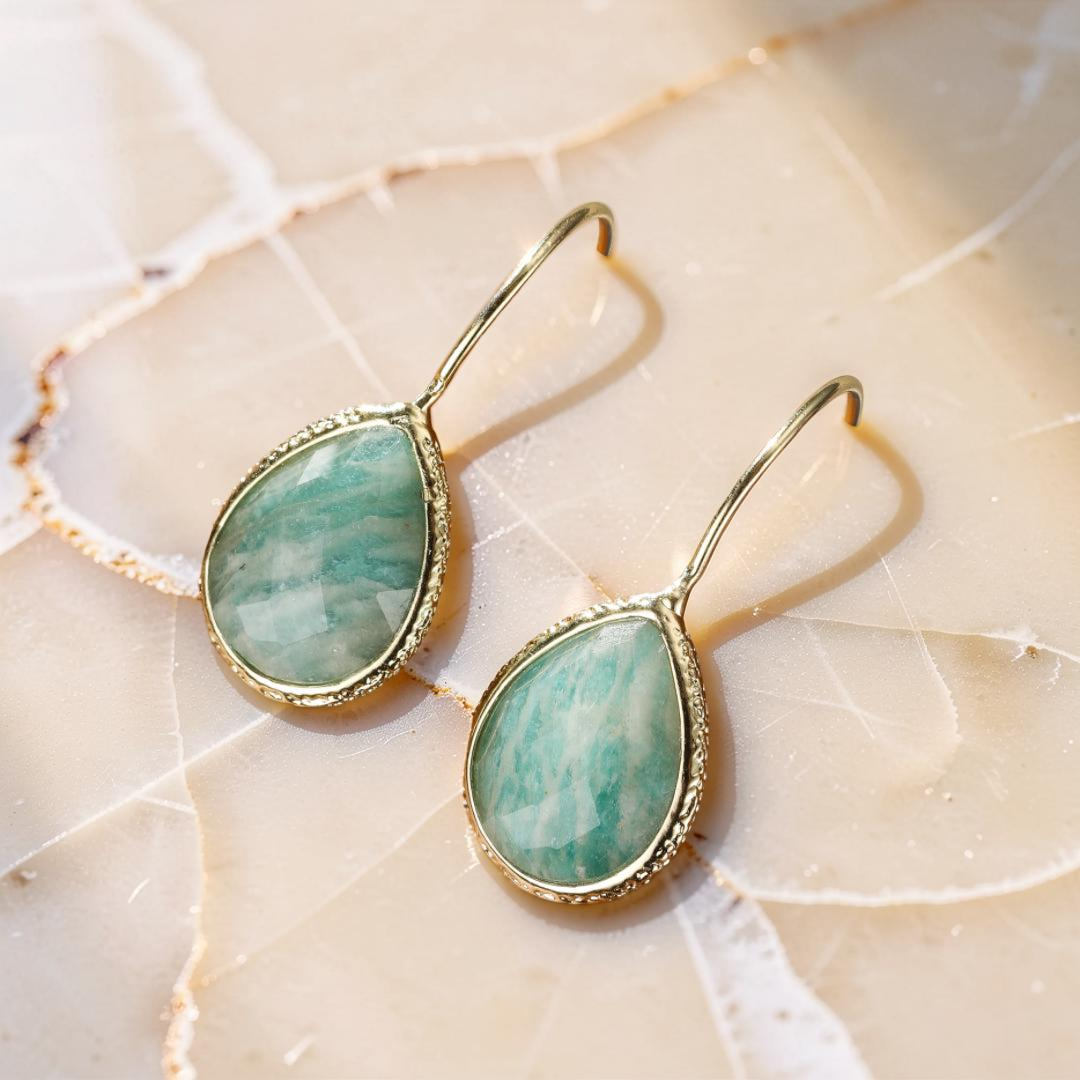 Boucles d'Oreilles Amazonite – Vagues Douces