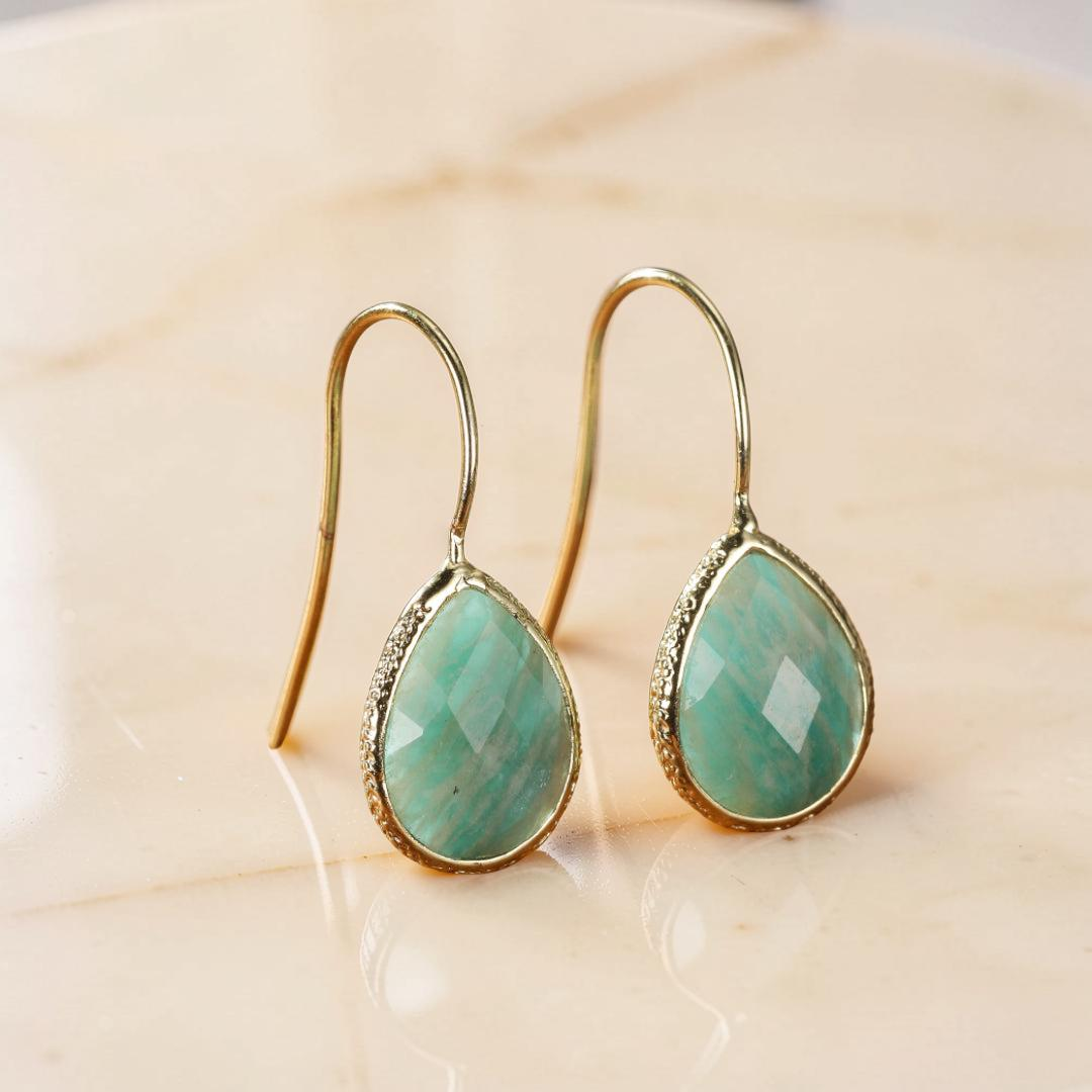 Boucles d'Oreilles Amazonite – Vagues Douces