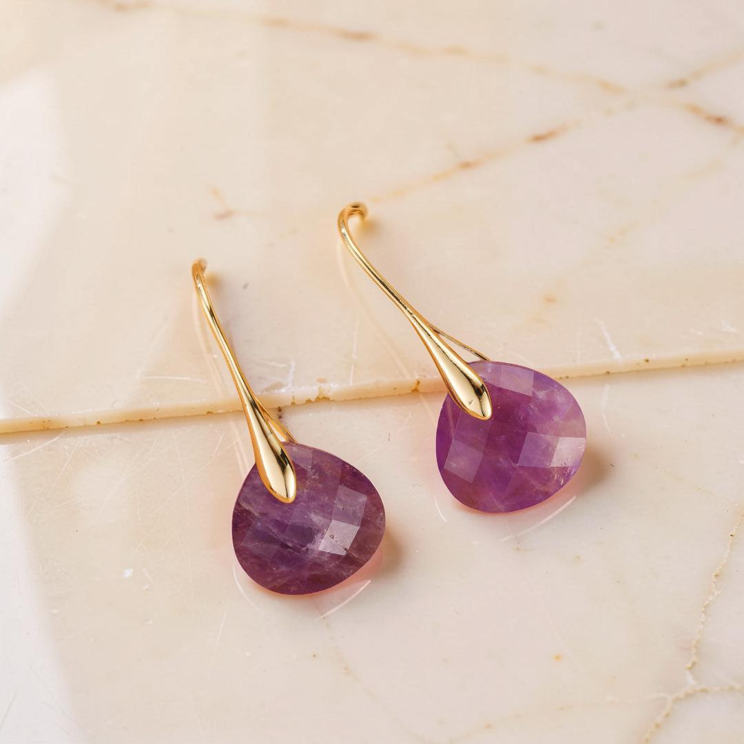 Boucles d’oreilles Améthyste – Goutte de Lune
