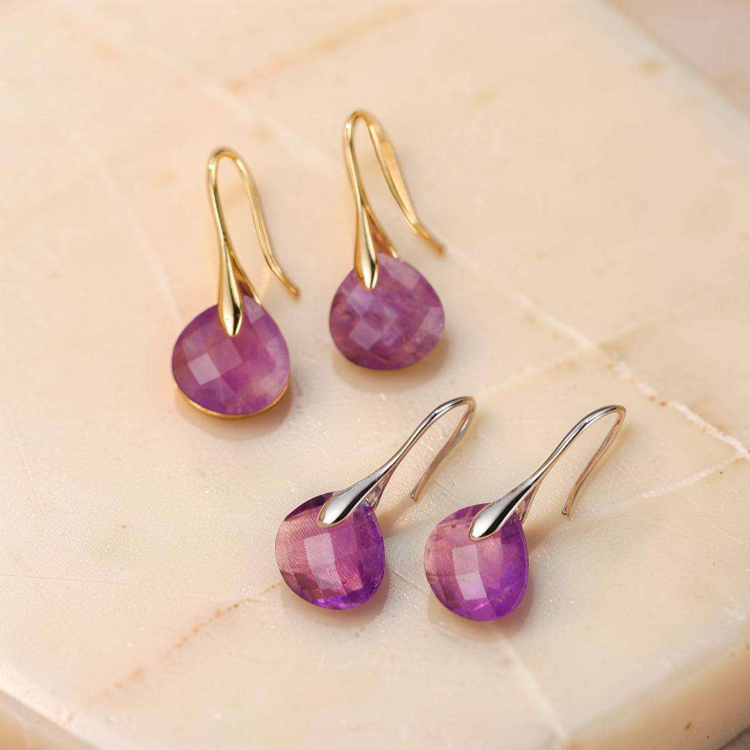 Boucles d’oreilles Améthyste – Goutte de Lune
