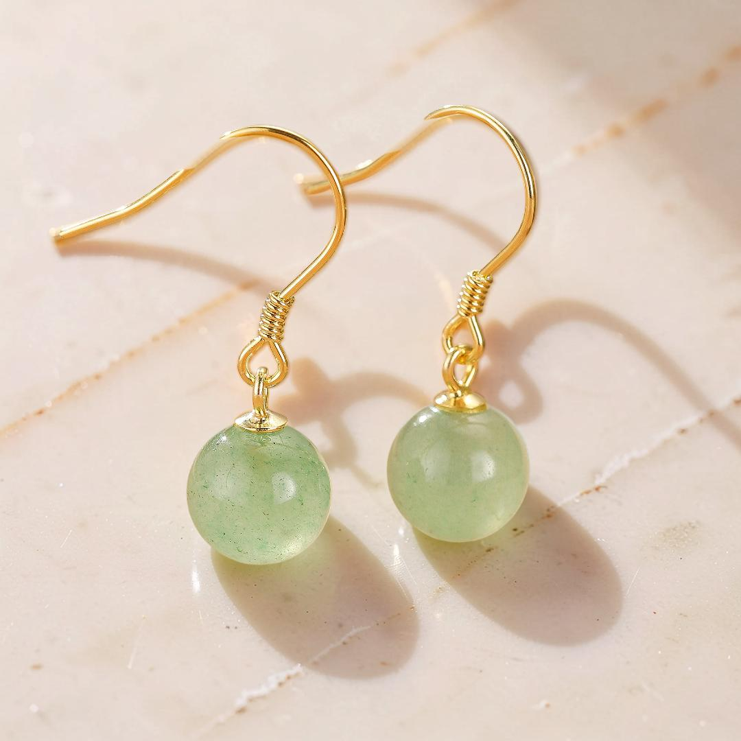 Boucles d’oreilles Aventurine – Éclat Doux, Argent