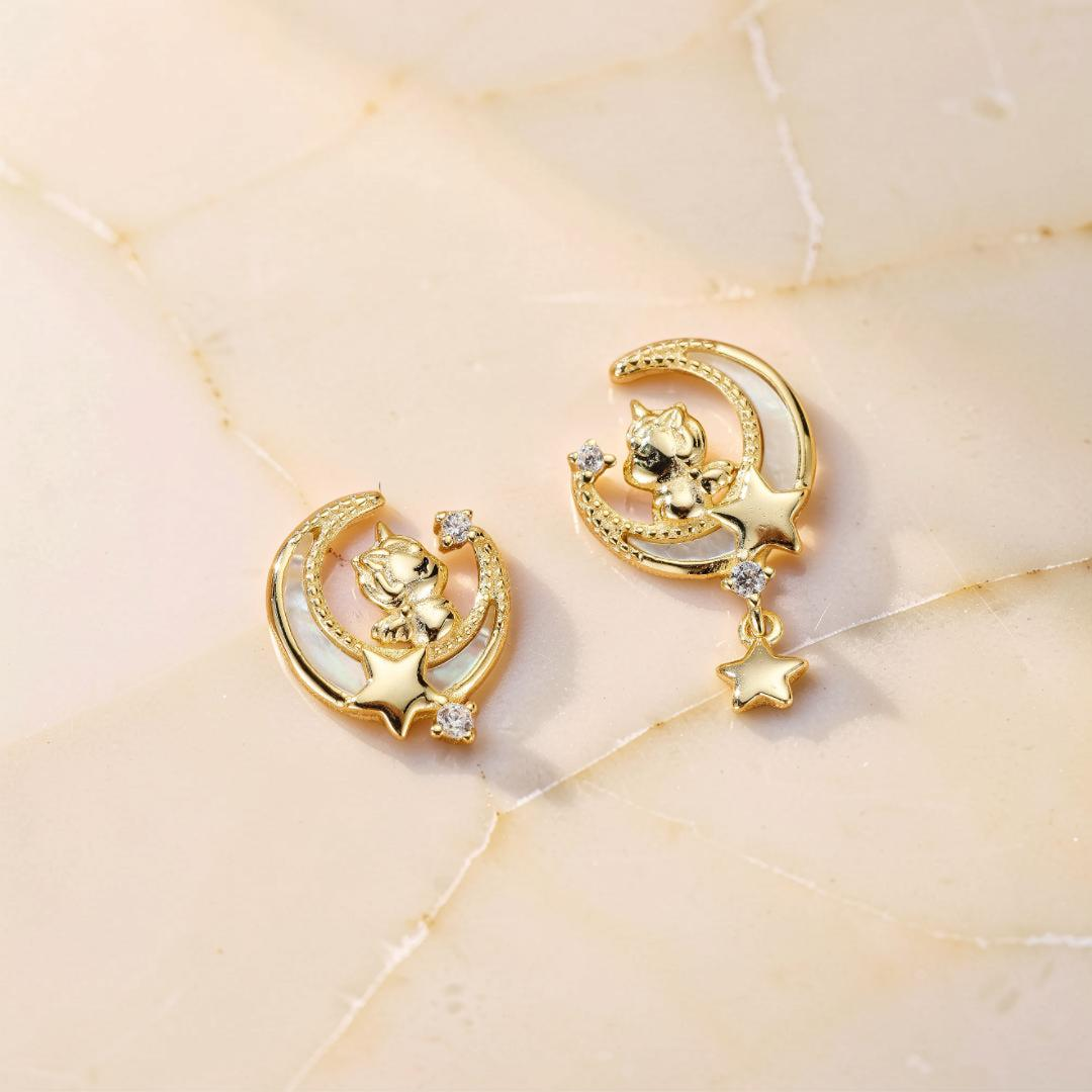 Boucles d’oreilles Cheval – Rêve Étoilé, Argent Plaqué Or