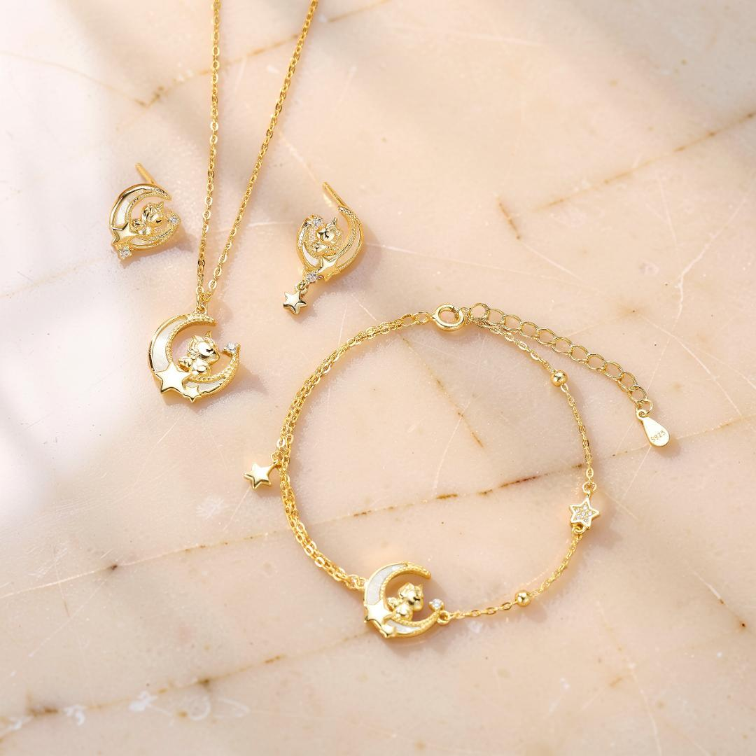 Boucles d’oreilles Cheval – Rêve Étoilé, Argent Plaqué Or