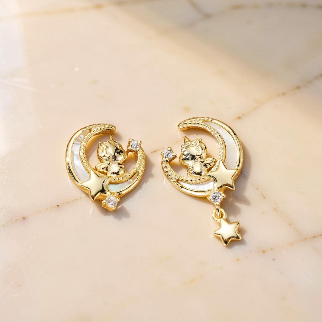 Boucles d’oreilles Cheval – Rêve Étoilé, Argent Plaqué Or