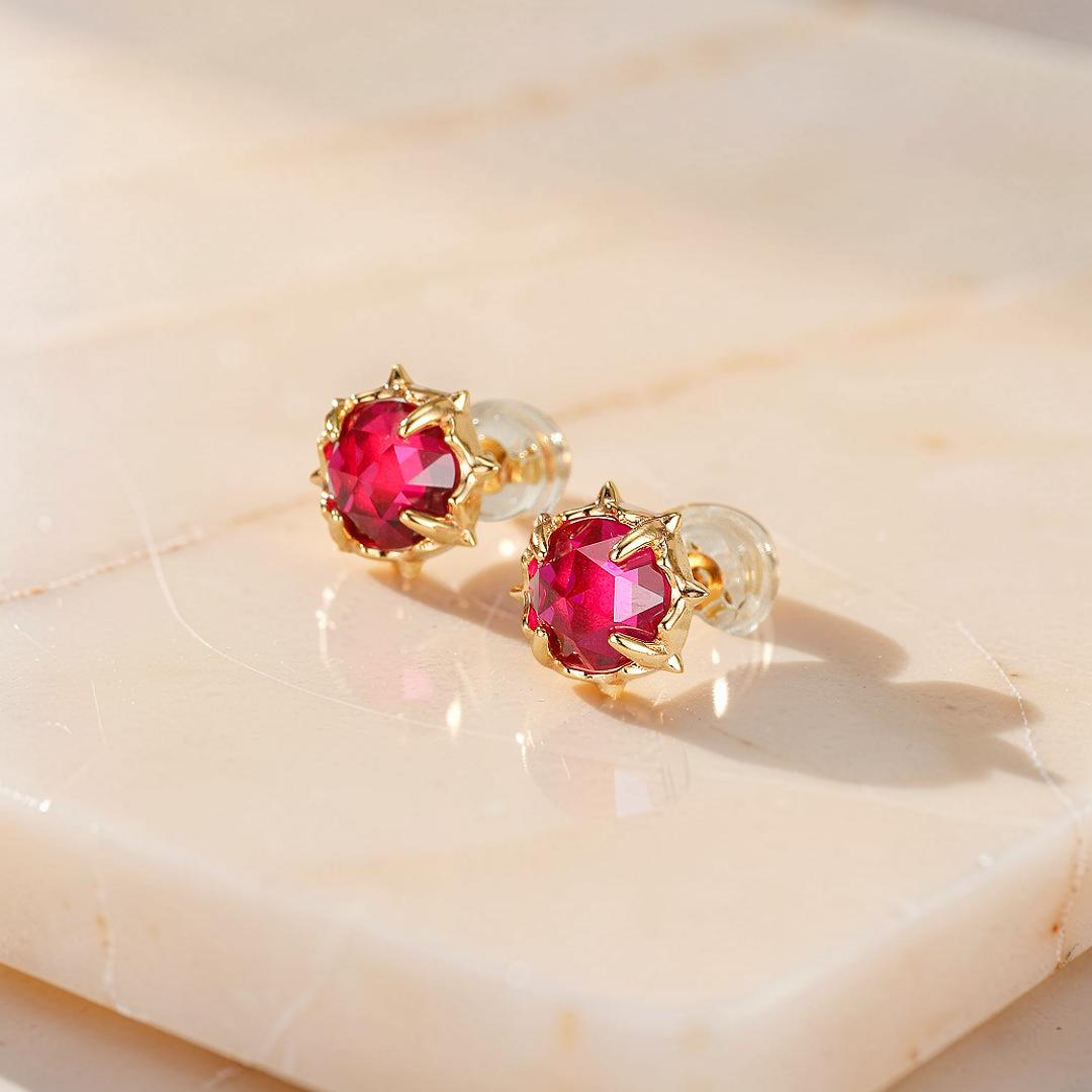 Boucles d’Oreilles Cornaline – Épine de Feu, Argent Plaqué Or