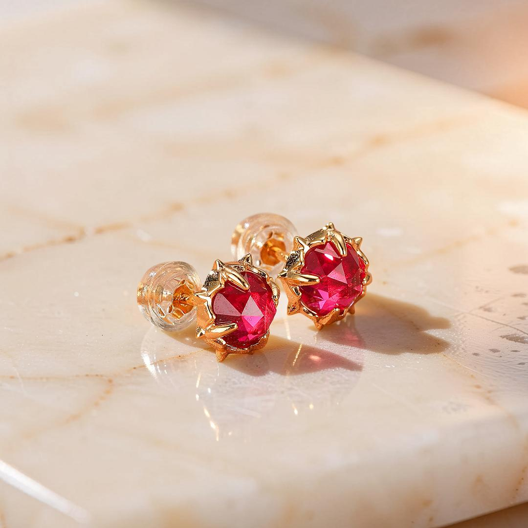 Boucles d’Oreilles Cornaline – Épine de Feu, Argent Plaqué Or