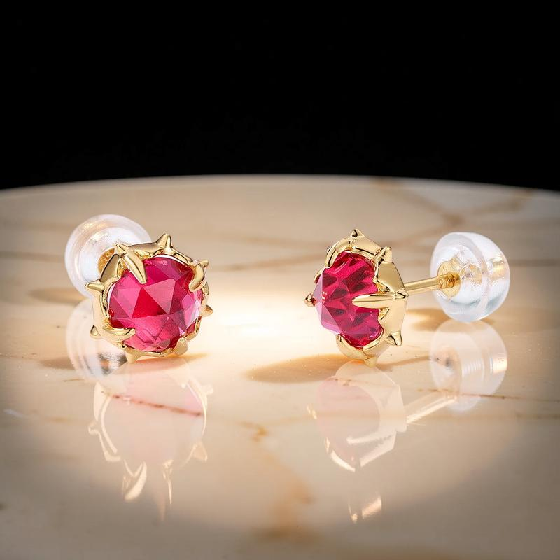 Boucles d’Oreilles Cornaline – Épine de Feu, Argent Plaqué Or