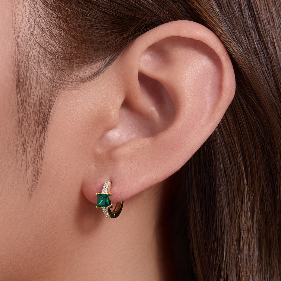 Boucles d’Oreilles Émeraude – Brise d’Émeraude, Argent 925