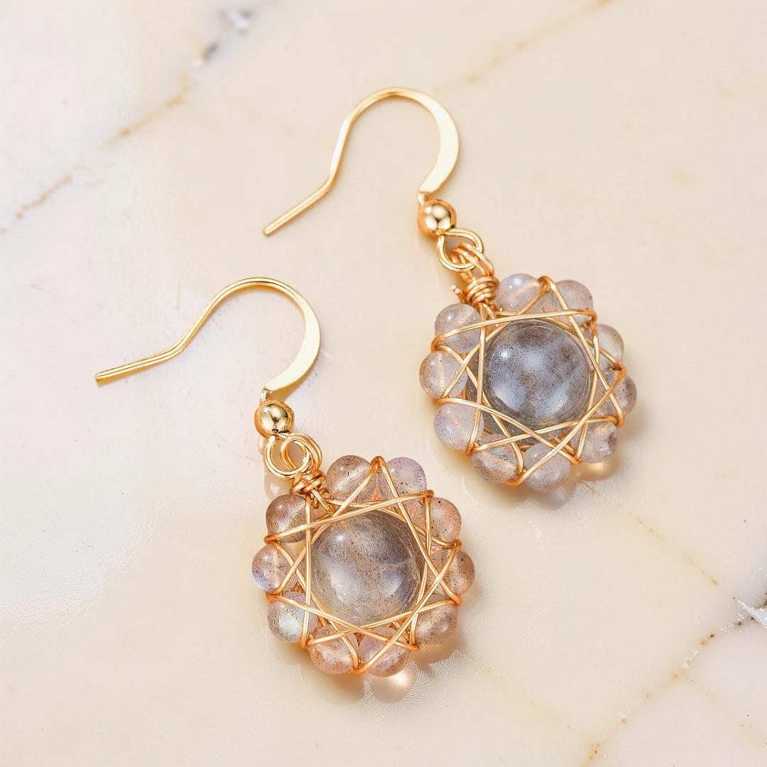 Boucles d’Oreilles Labradorite – Sphère Céleste