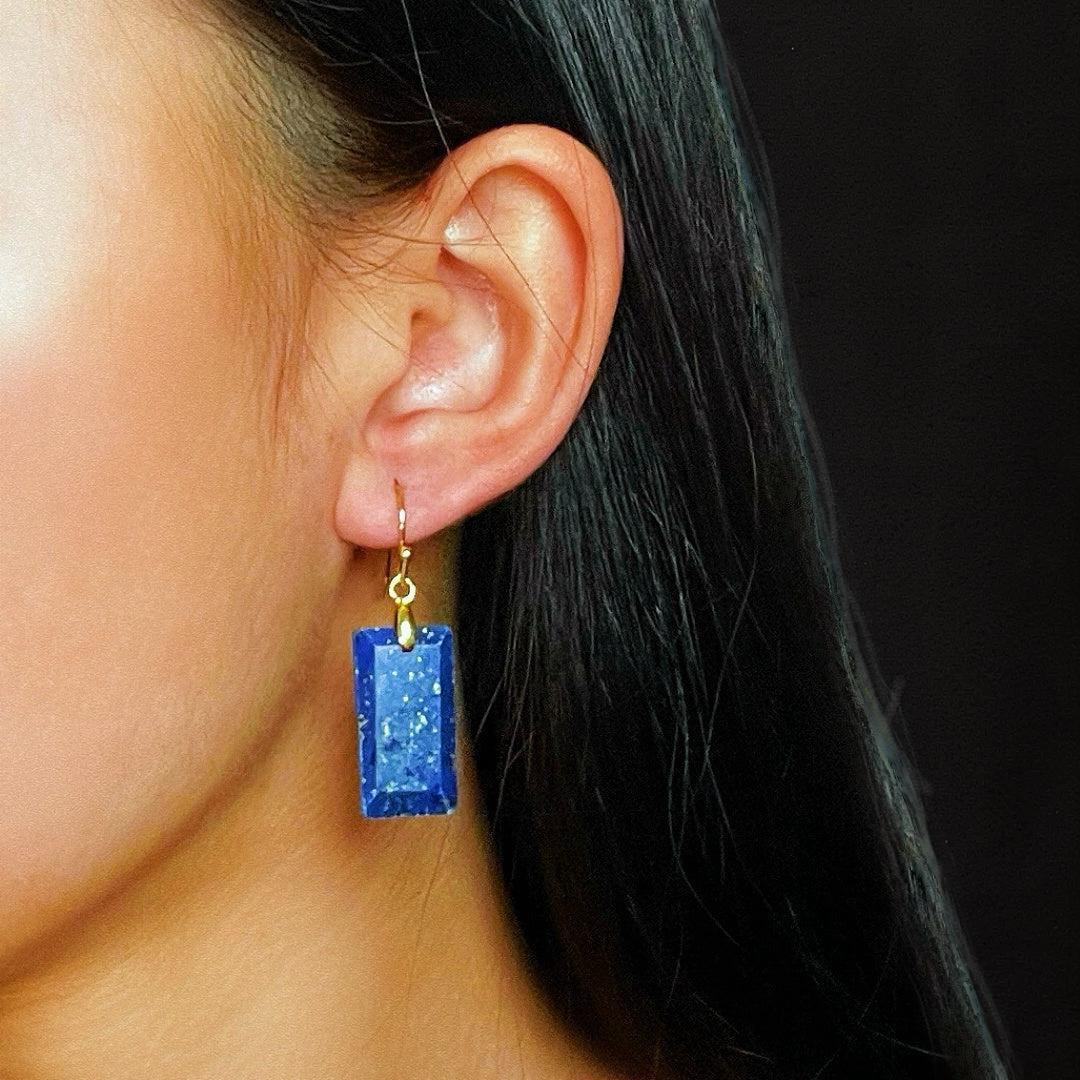 Boucles d’Oreilles Lapis Lazuli – Rectangle Intuitif