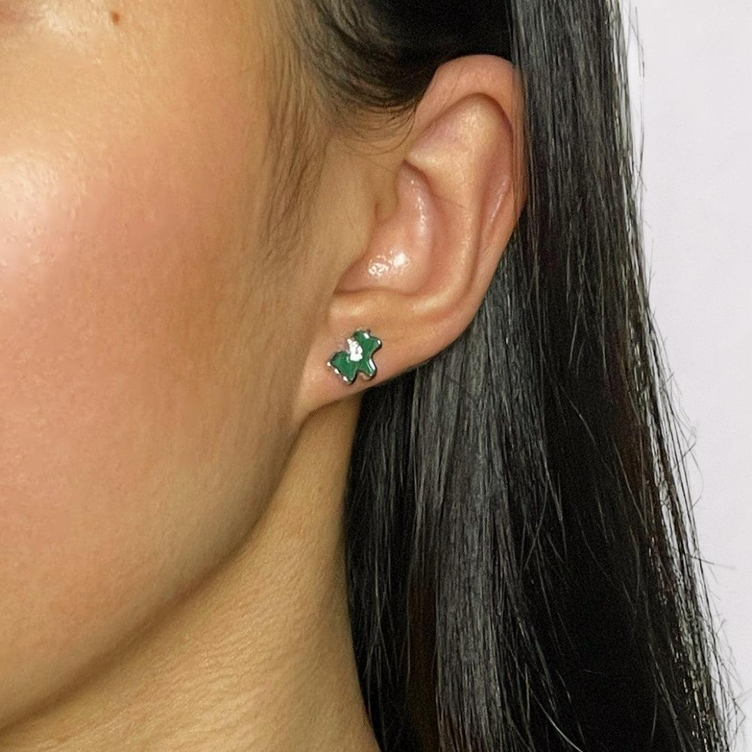 Boucles d'Oreilles Malachite Cheval – Élégance Libre, Argent