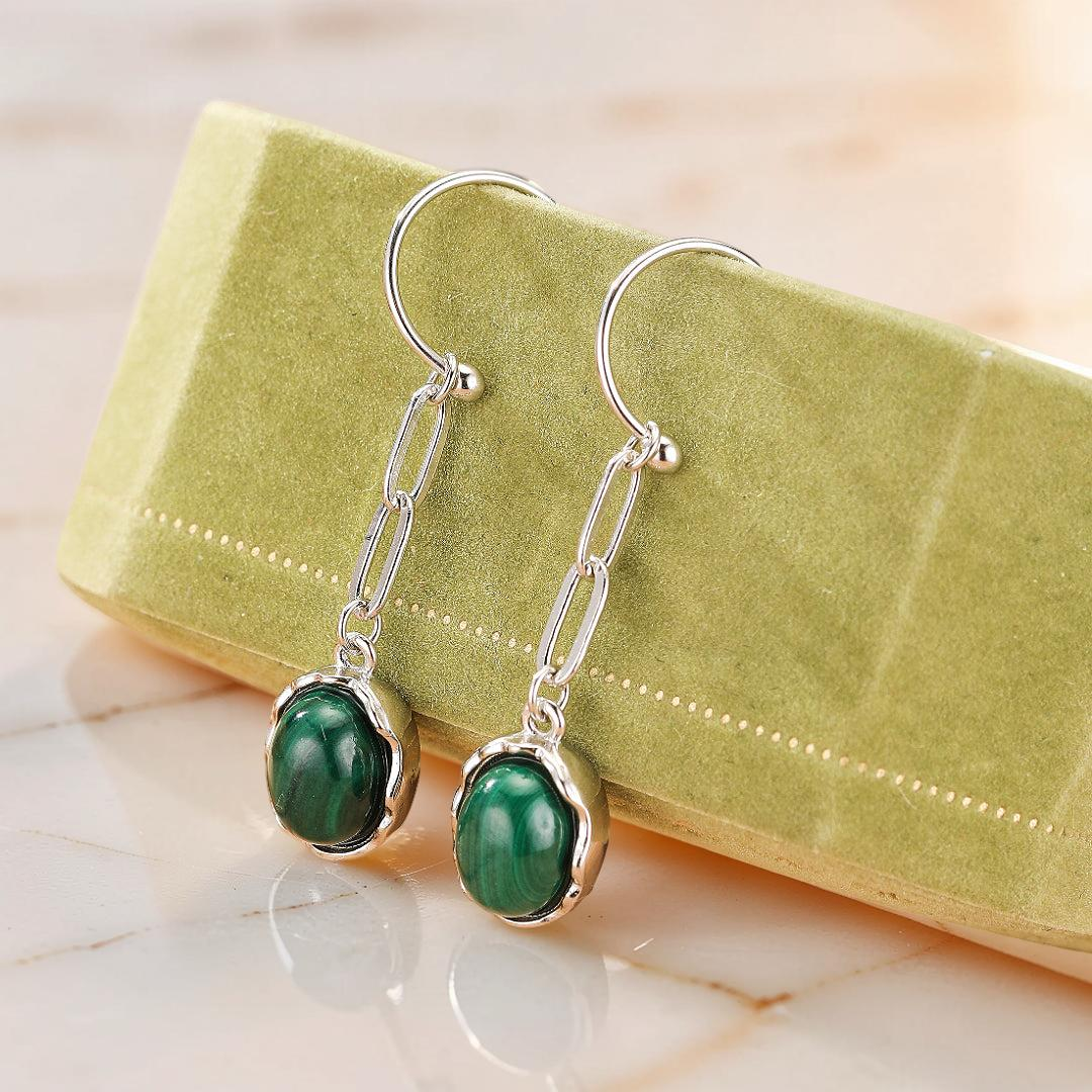 Boucles d’oreilles Malachite/Lapis Lazuli – Harmonie des Pierres, Argent