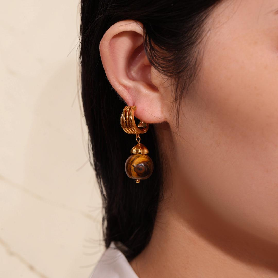 Boucles d'Oreilles Œil de Tigre – Éclat Sauvage
