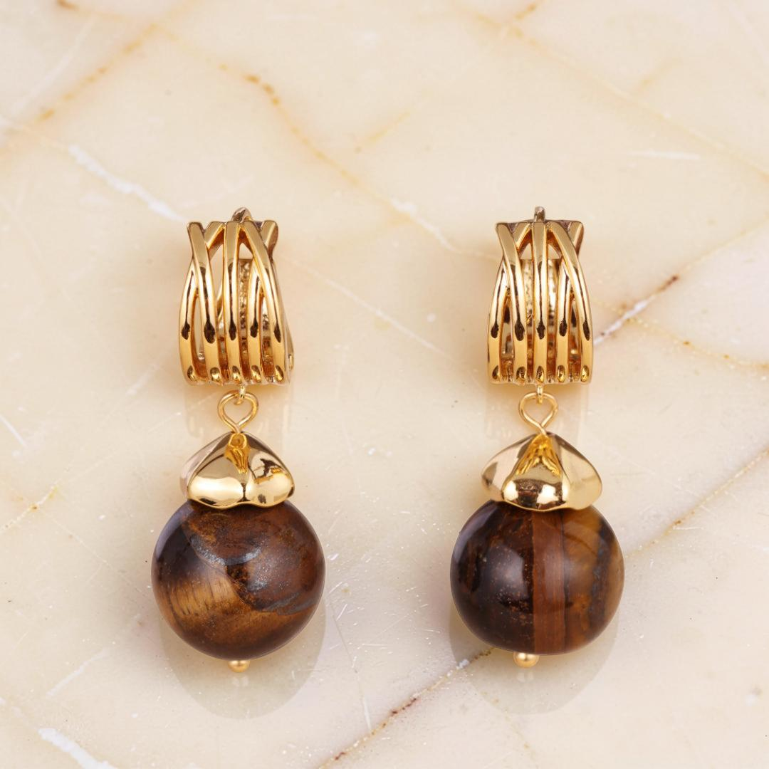Boucles d'Oreilles Œil de Tigre – Éclat Sauvage