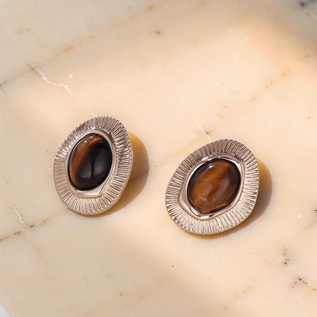 Boucles d'Oreilles Œil de Tigre – Harmonie Naturelle