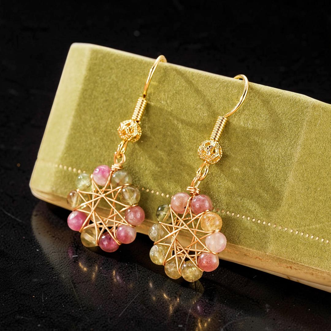Boucles d’Oreilles Pendantes Tourmaline – Éclat Sacré