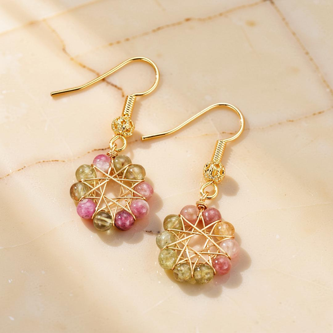 Boucles d’Oreilles Pendantes Tourmaline – Éclat Sacré