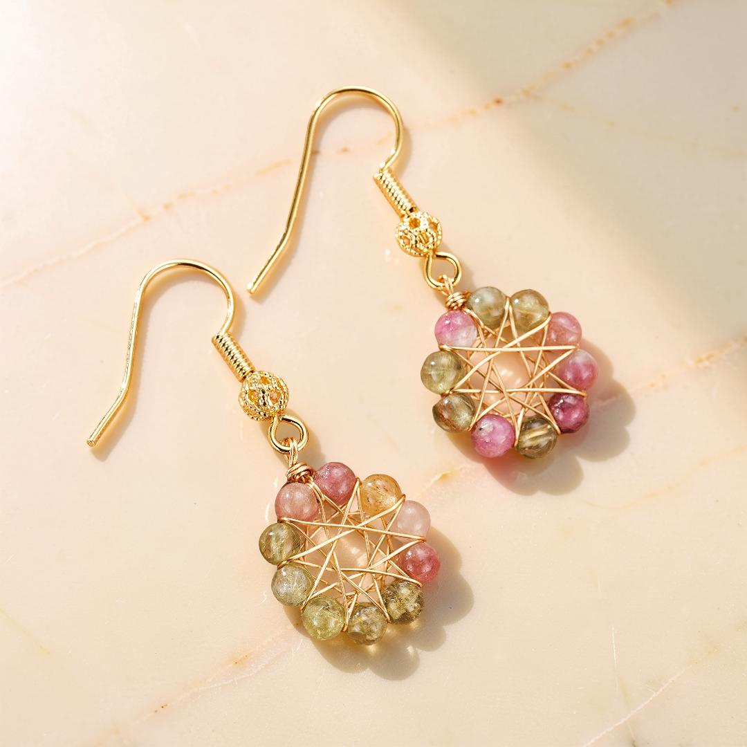 Boucles d’Oreilles Pendantes Tourmaline – Éclat Sacré