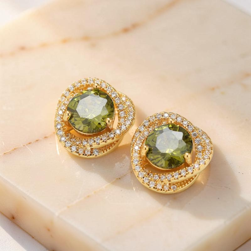 Boucles d'Oreilles Péridot – Rond Torsade