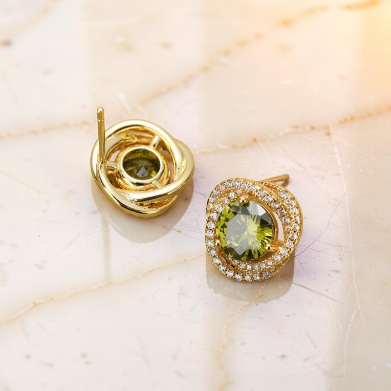 Boucles d'Oreilles Péridot – Rond Torsade