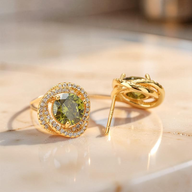 Boucles d'Oreilles Péridot – Rond Torsade