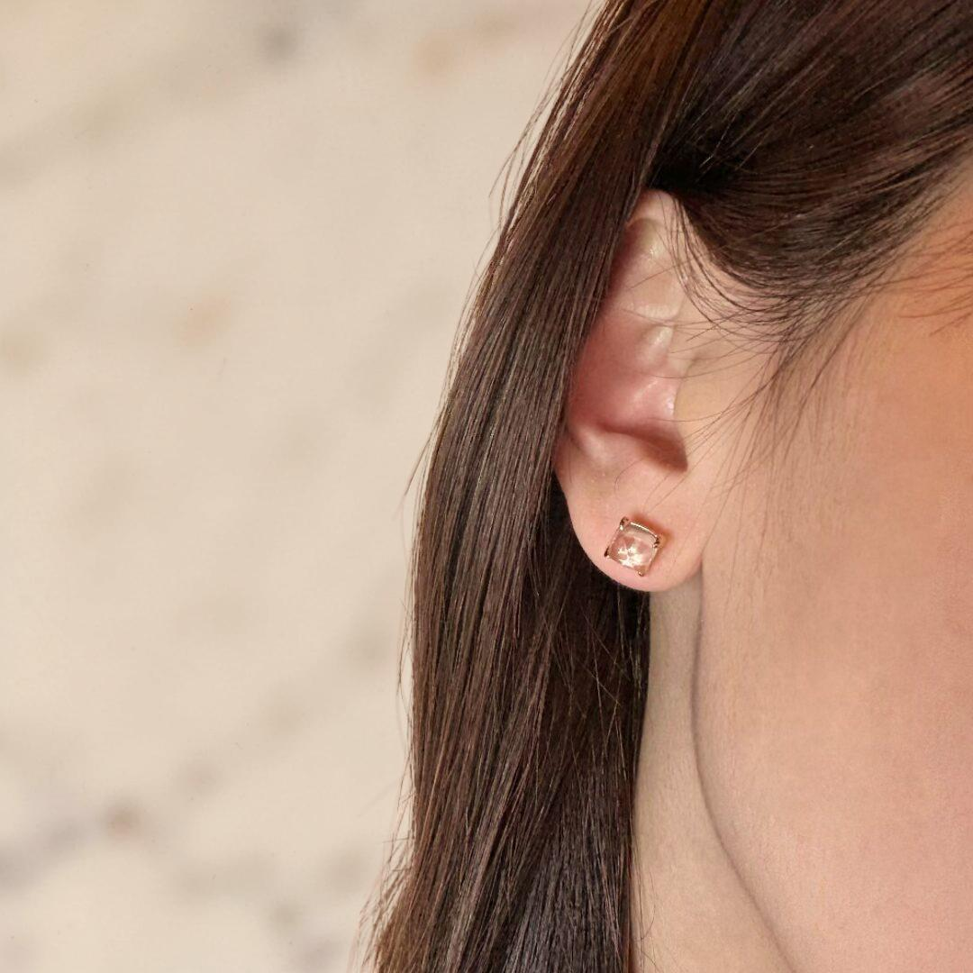 Boucles d'Oreilles Quartz Rose – Éclat Divin, Argent Plaqué Or