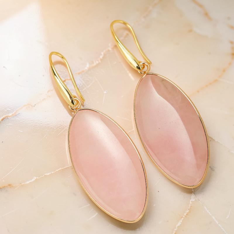 Boucles d'Oreilles Quartz Rose – Élégance Lumineuse