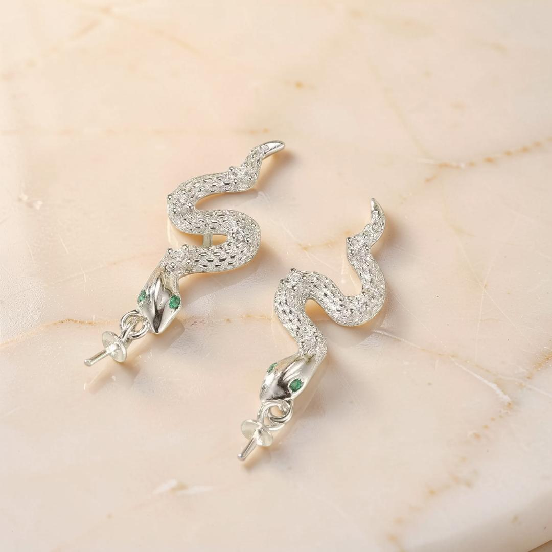 Boucles d’Oreilles Serpent – Danse Abyssale, Argent 925