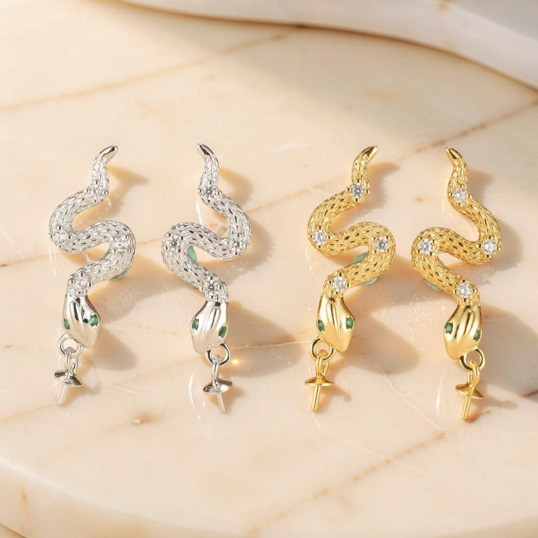 Boucles d’Oreilles Serpent – Danse Abyssale, Argent 925