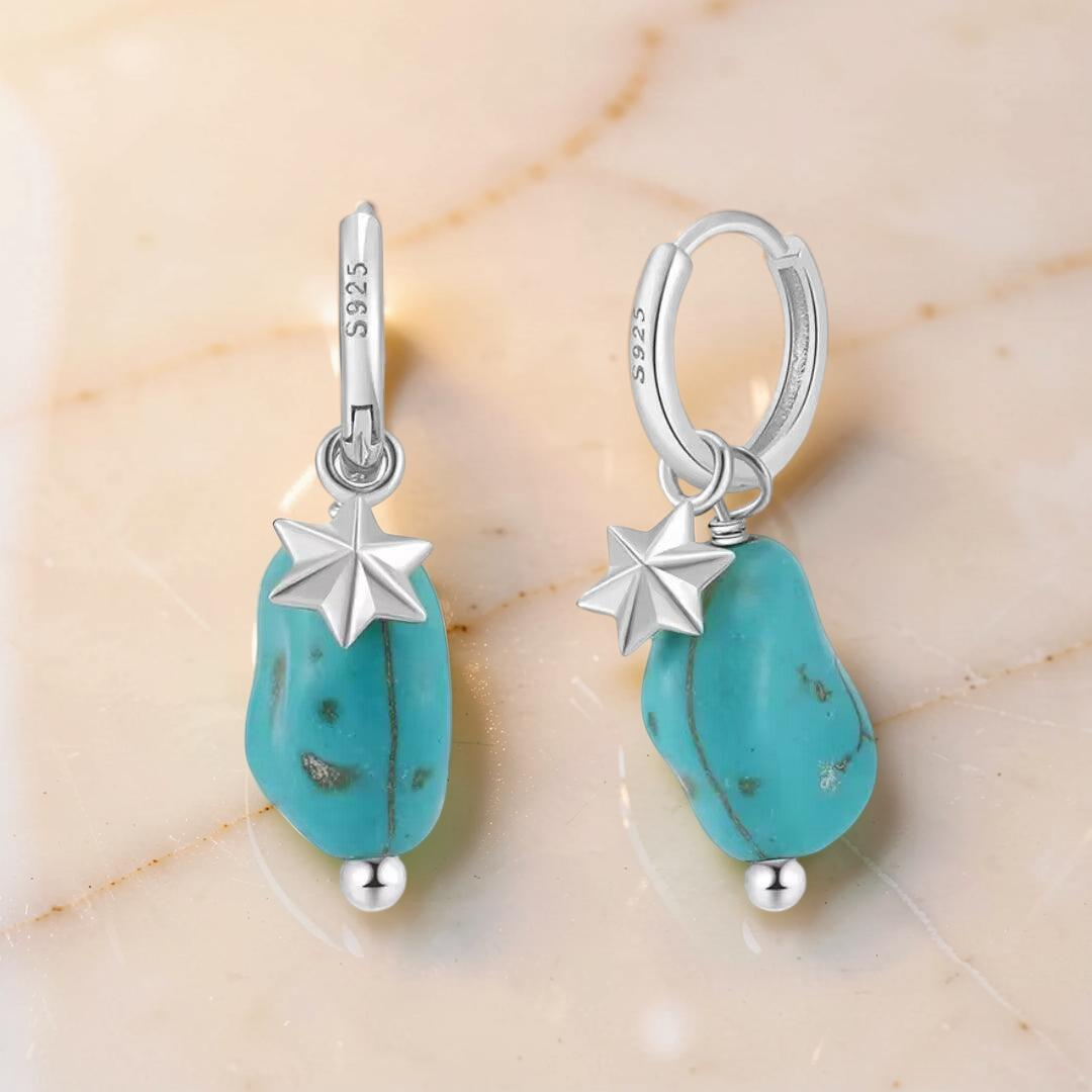 Boucles d’Oreilles Turquoise – Larmes du Ciel, Argent