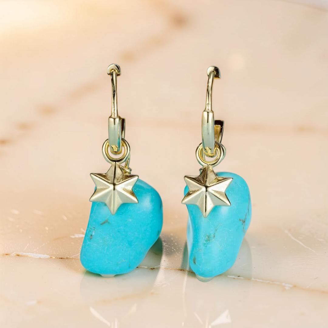 Boucles d’Oreilles Turquoise – Larmes du Ciel, Argent