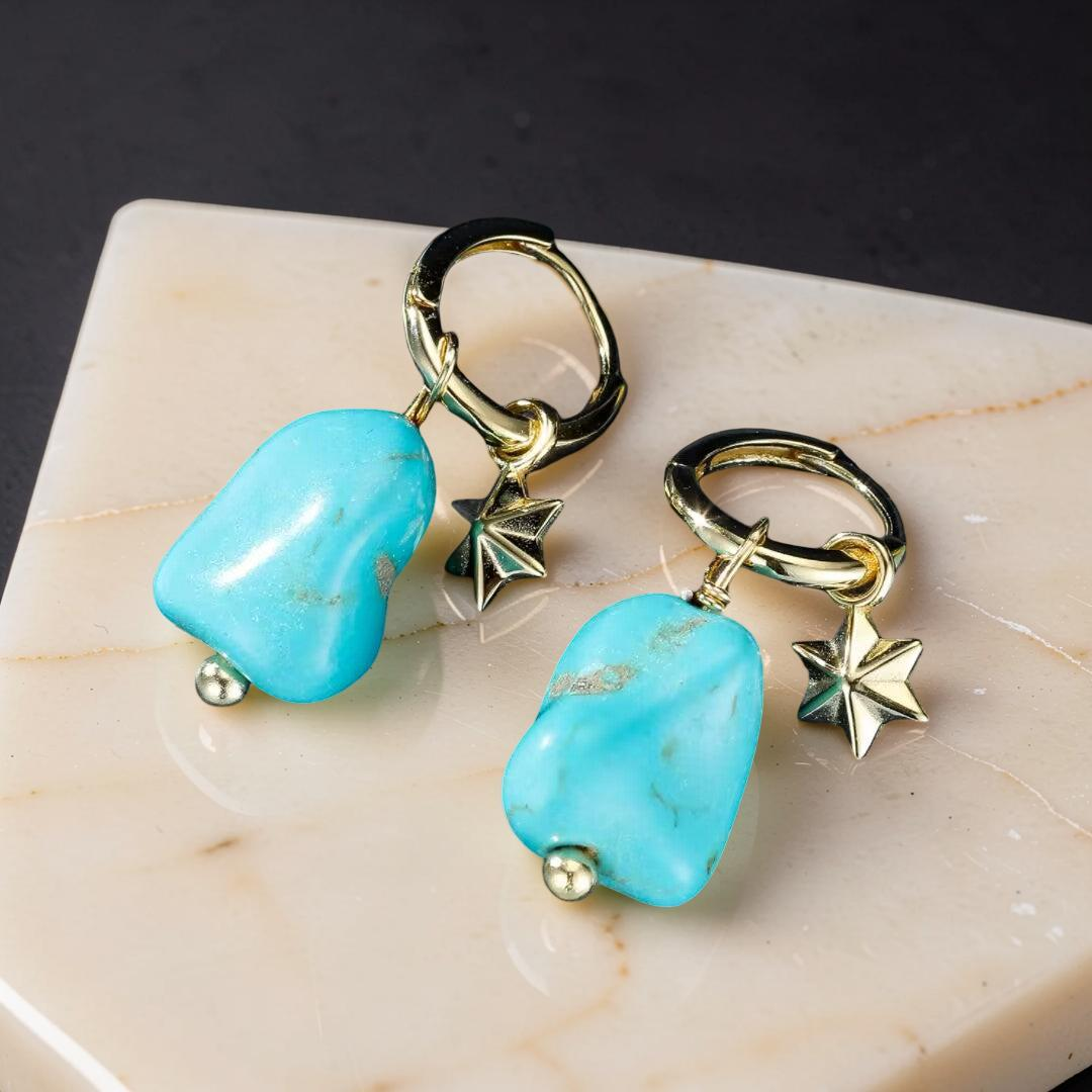 Boucles d’Oreilles Turquoise – Larmes du Ciel, Argent