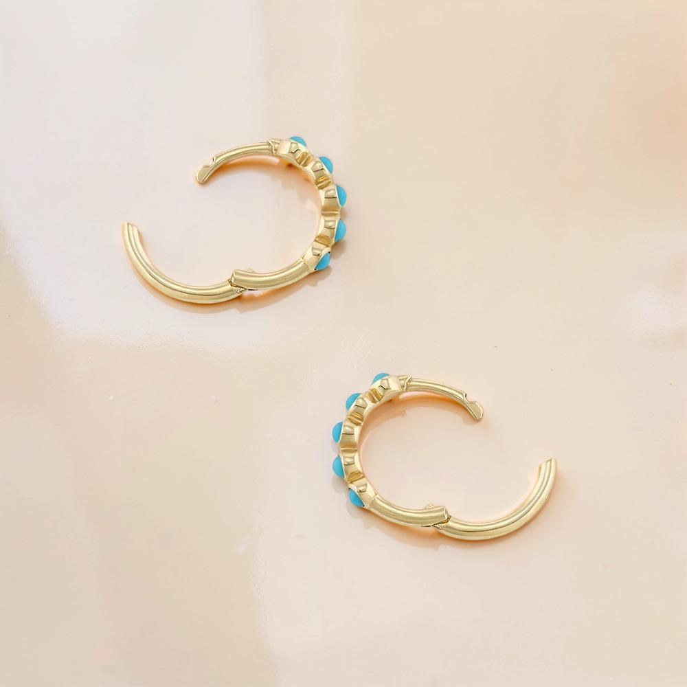 Boucles d’Oreilles Turquoise – Rêve Bleu, Argent Plaqué Or