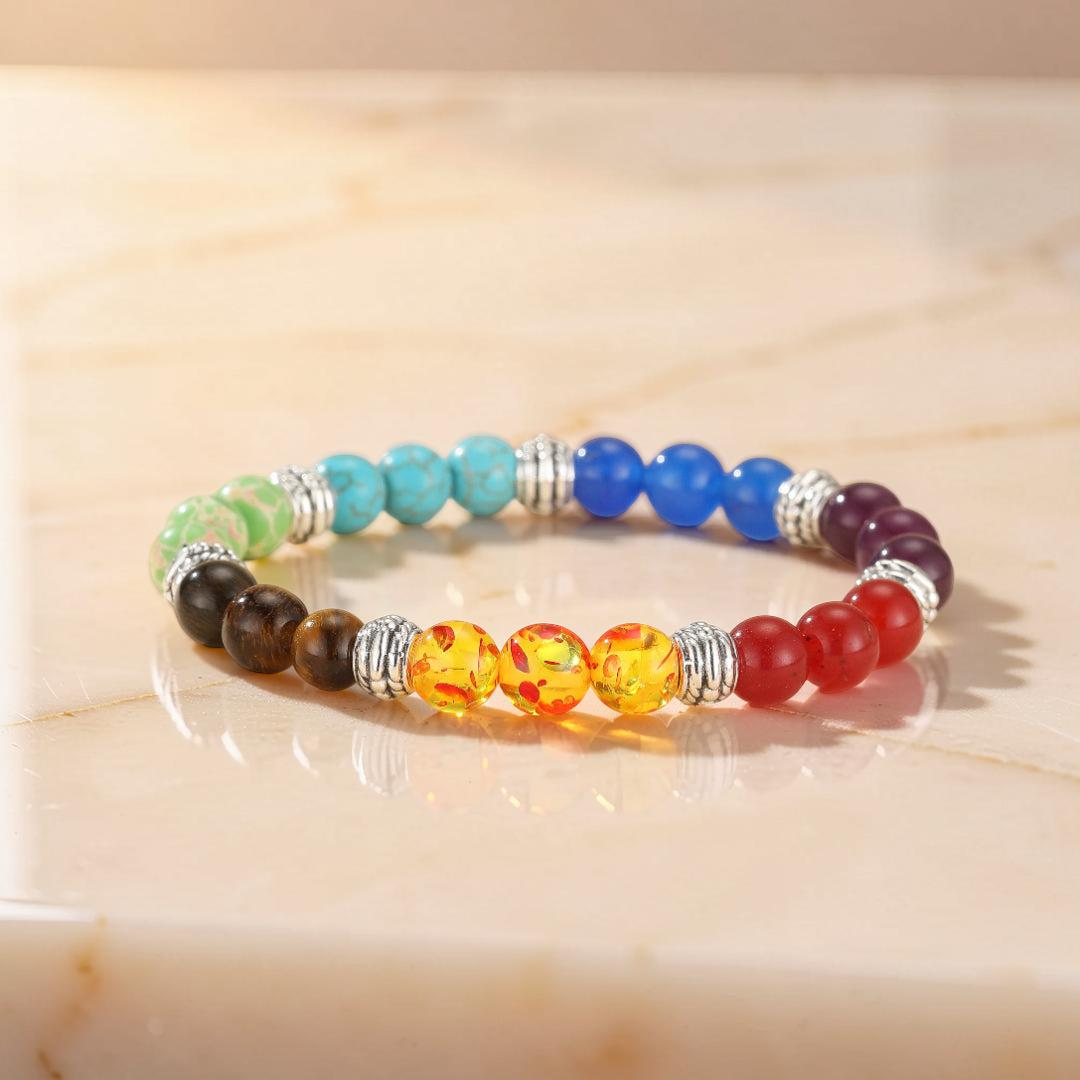 Bracelet 7 Chakras en Pierres Naturelles – Sphères de Lumière