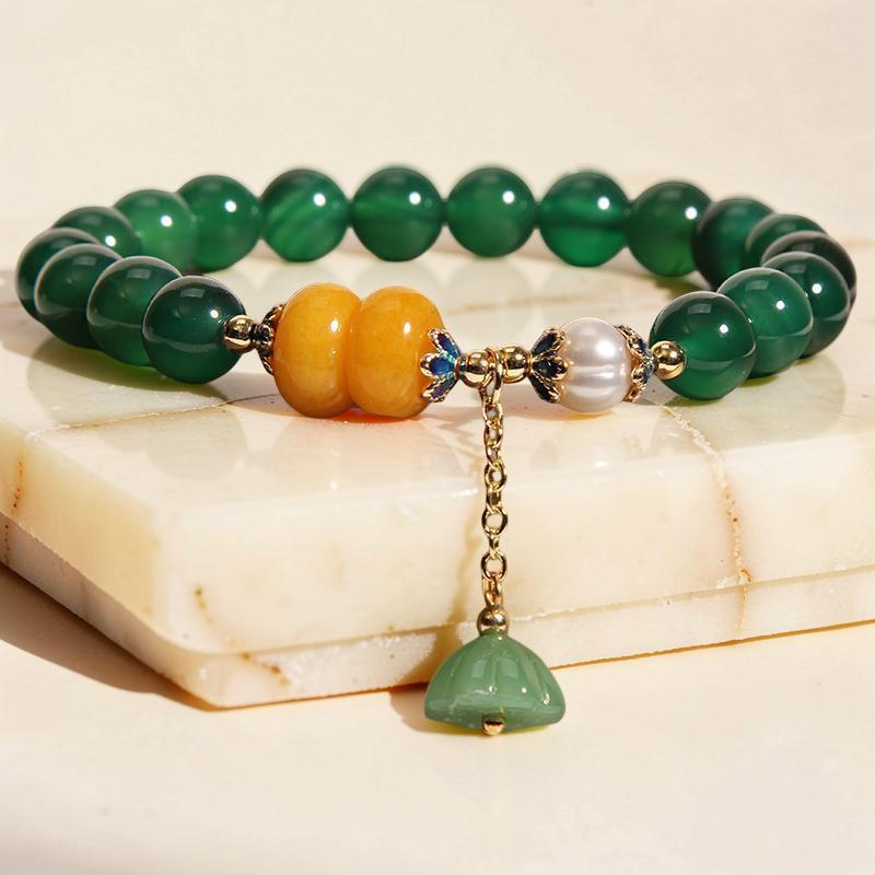 Bracelet Agate et Lotus – Forestière