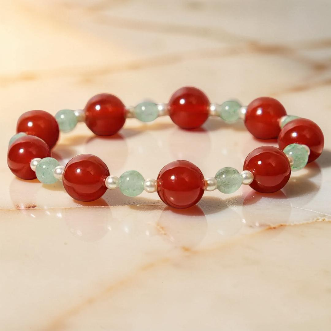 Bracelet Agate Rouge et Quartz Fraise Vert – Éclat Vital