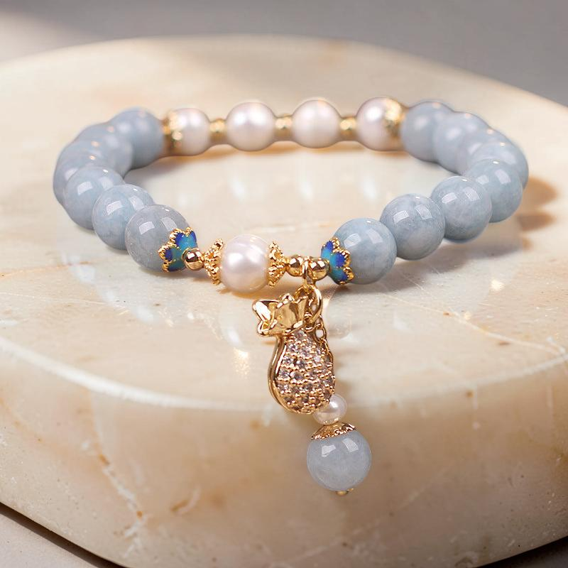 Bracelet Aigue-Marine et Perle – Poche d'Argent