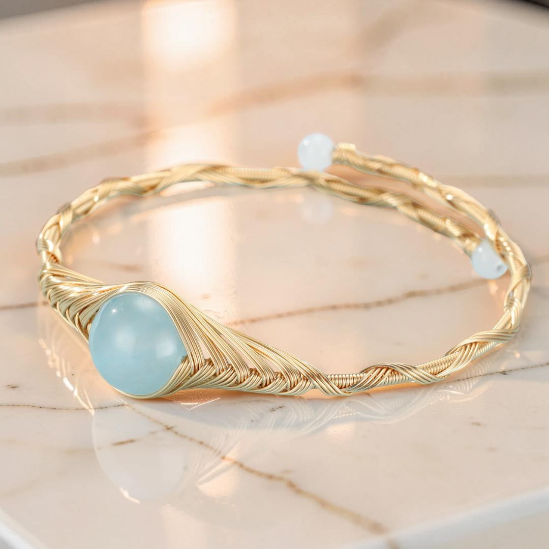 Bracelet Aigue Marine – Vortex Doré